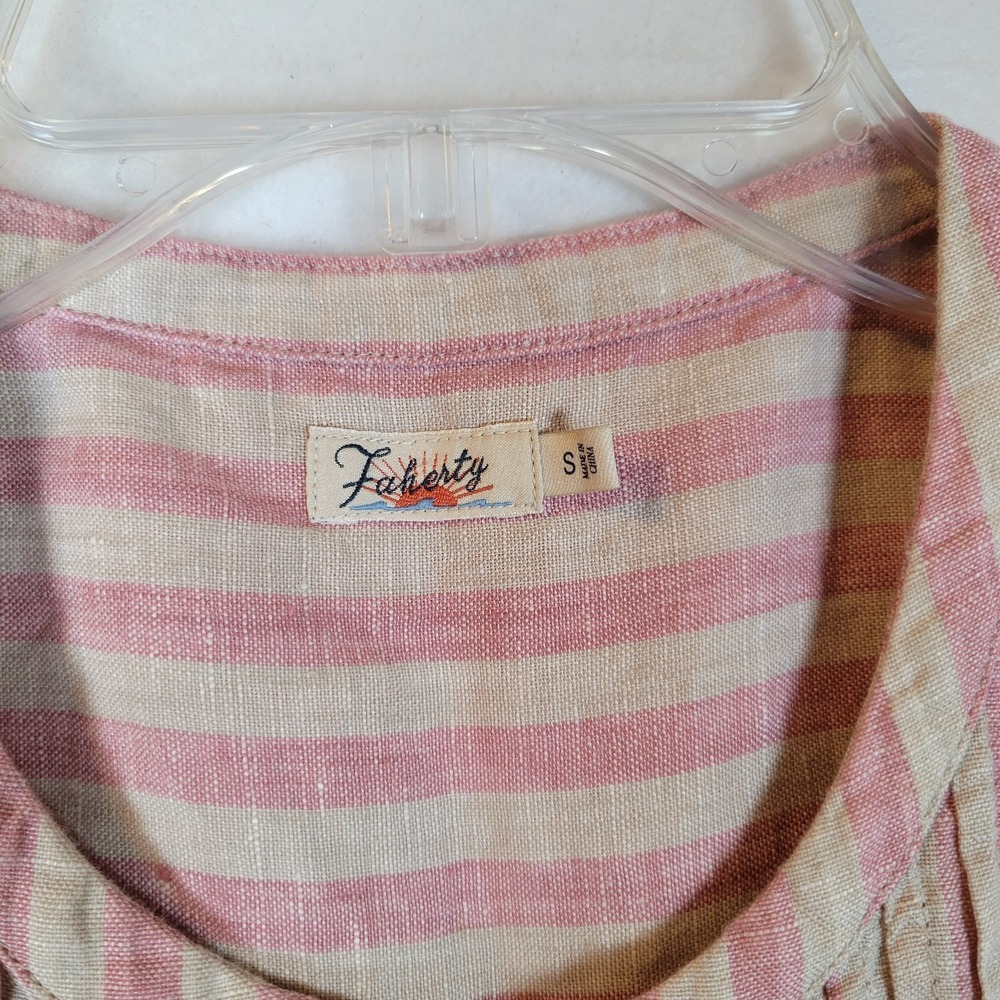 Faherty Womens Isha Linen Pockets Tank Dress Size Small Pink Striped Beachy - Picture 5 of 9